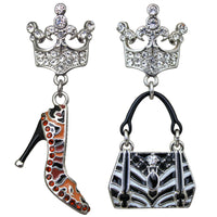 Ritzy Couture Purse and Shoe Shopping Accessories Dangle Earrings (Silvertone)