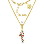 Christmas Candy Cane Enhancer Charm by Ritzy Couture DeLuxe - 18k Gold Plated