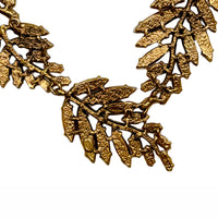Oscar de la Renta 22K Gold Plated Orange Amber Resin Leaf Statement Necklace