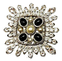 Kenneth Jay Lane Original Sample Brooch Pin Black Cabochon Pearl Crystal USA