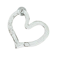 Oscar de la Renta Hammered Rhodium-Plate Heart Silhouette Post Earring 1.5” x 2”