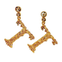 Oscar de la Renta Gold-Plated Tree-Inspired Initial "T" Alphabet Post Earrings