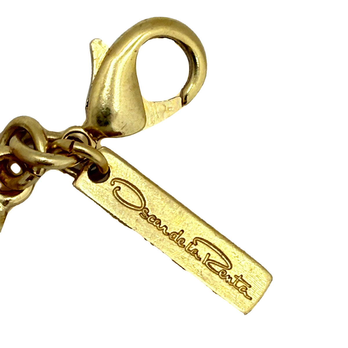 Oscar de la Renta Textured Metal and Crystal Hammered Collar Necklace 16" Long