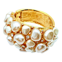 Kenneth Jay Lane Original Sample Grand Pearl Cluster Bracelet in Gold Plating USA