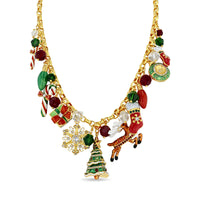 Merry Christmas Multi Charm Necklace by Ritzy Couture DeLuxe – 22k Gold Plated