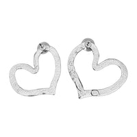 Oscar de la Renta Hammered Rhodium-Plate Heart Silhouette Post Earring 1.5” x 2”