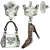 Ritzy Couture Purse and Shoe Shopping Accessories Dangle Earrings (Silvertone)