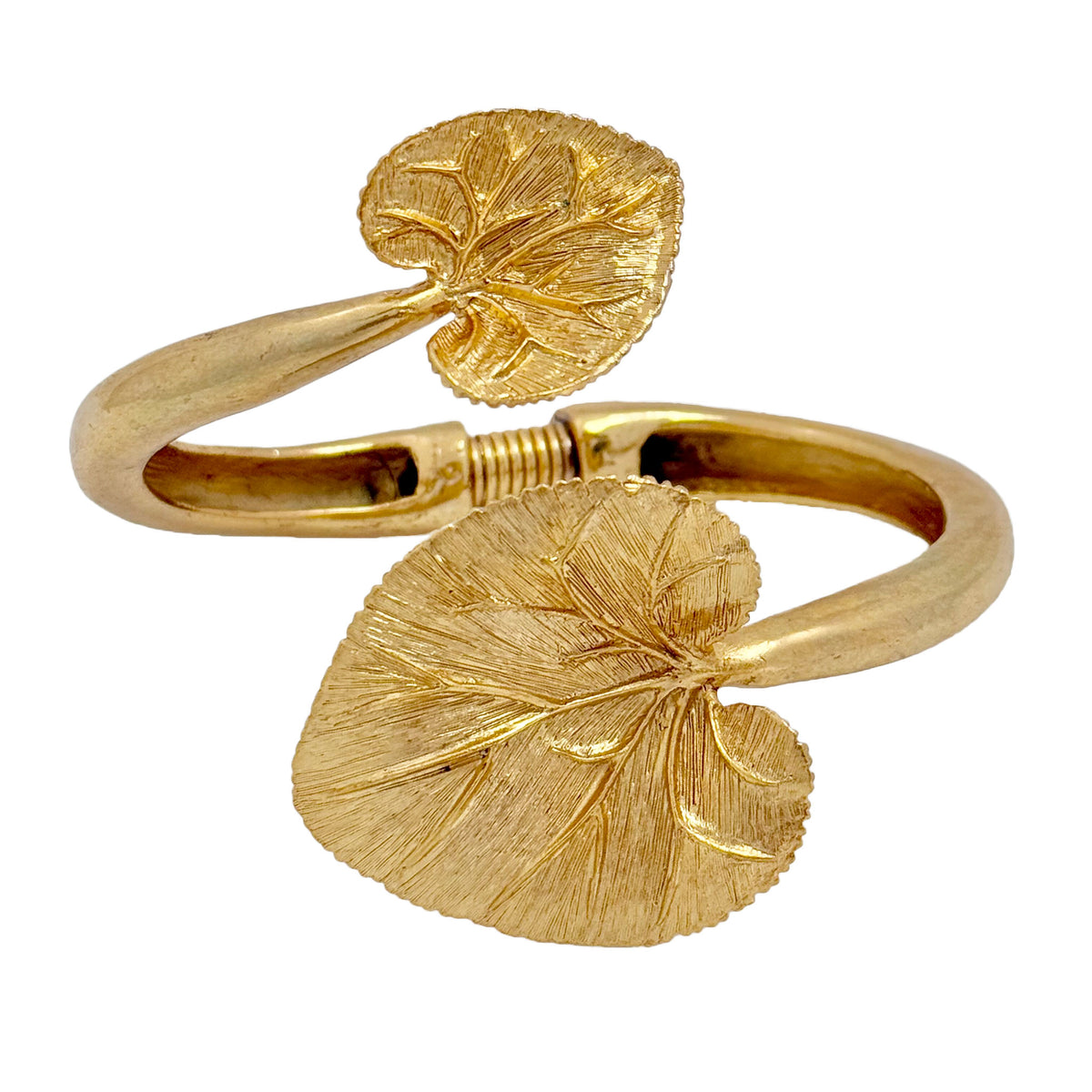 Oscar de la Renta Gold-Tone Lotus Blossom Leaf Cuff Bracelet – Rare Collectible