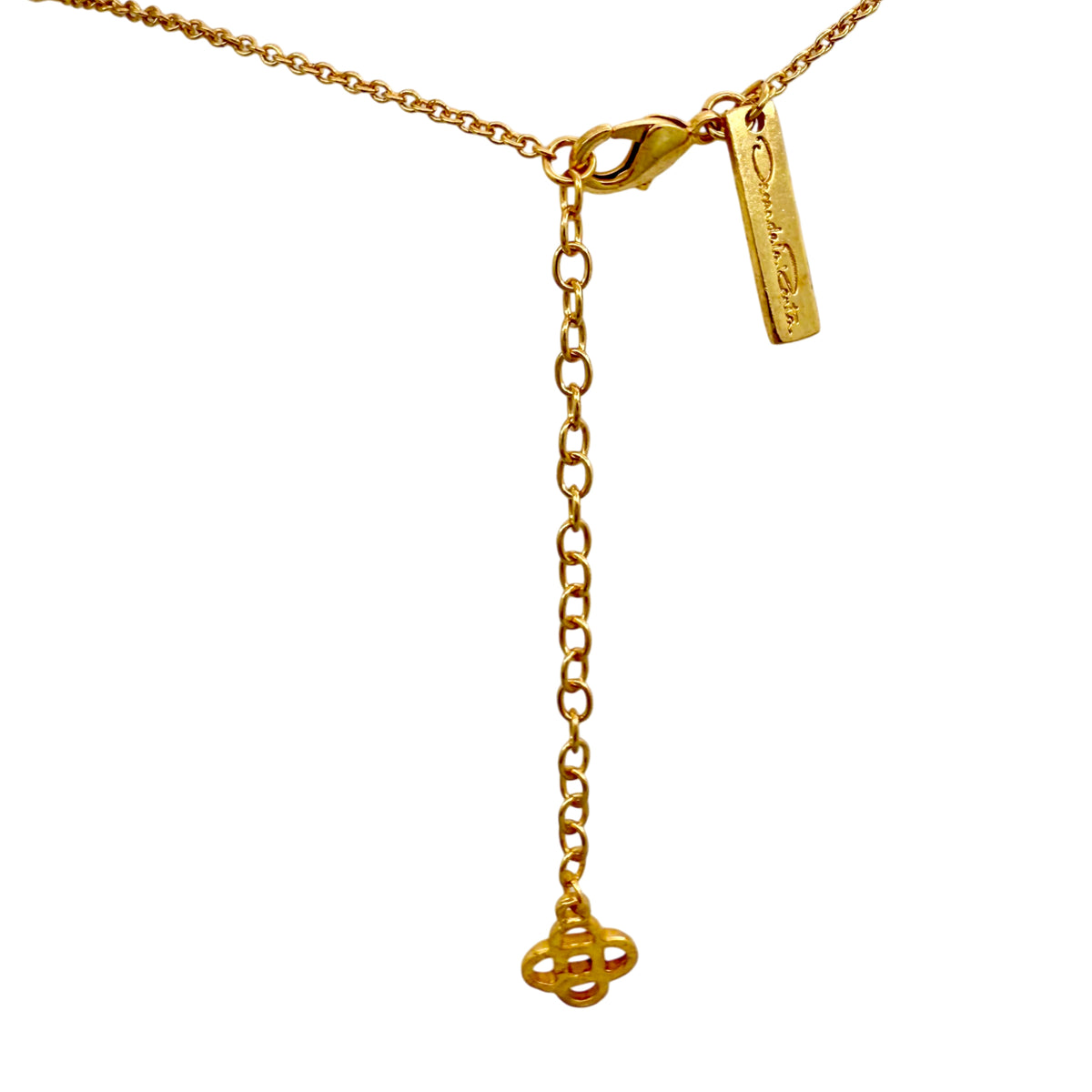 Oscar de la Renta Tree-Inspired Letter F Necklace, Gold-Plated, Crystal Accents