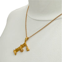 Oscar de la Renta Tree-Inspired Letter F Necklace, Gold-Plated, Crystal Accents