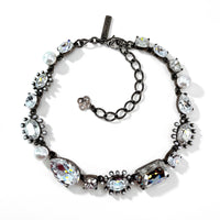 Oscar de la Renta Hematite Plated Crystal Pearl Multi-Stone Statement Necklace