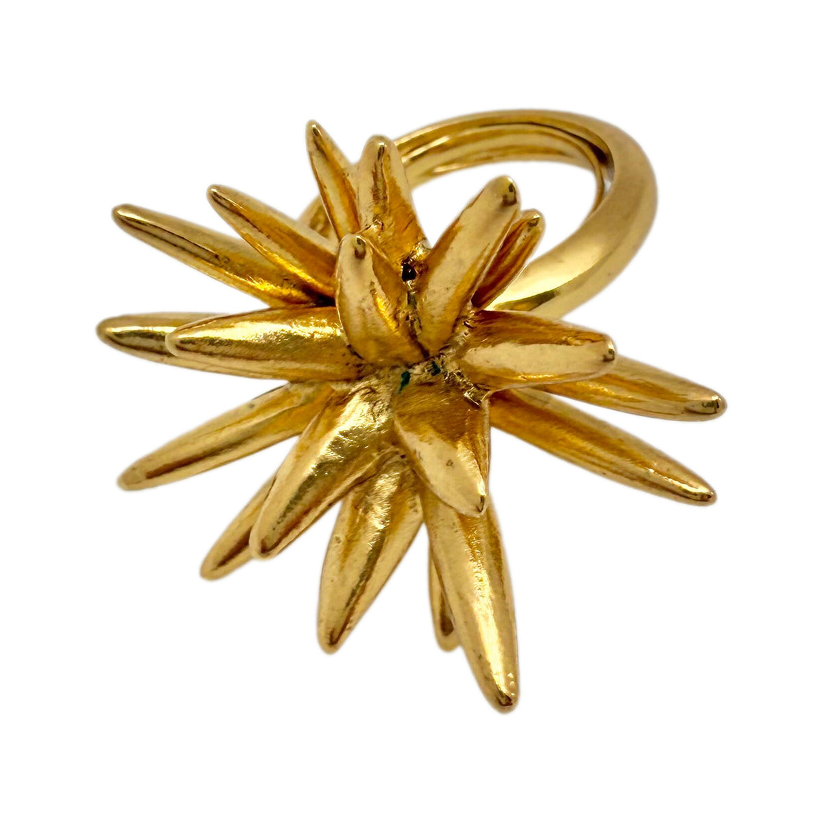 Oscar de la Renta Gold Starburst Cocktail Ring - Bold Sculptural Design Sz 5-6