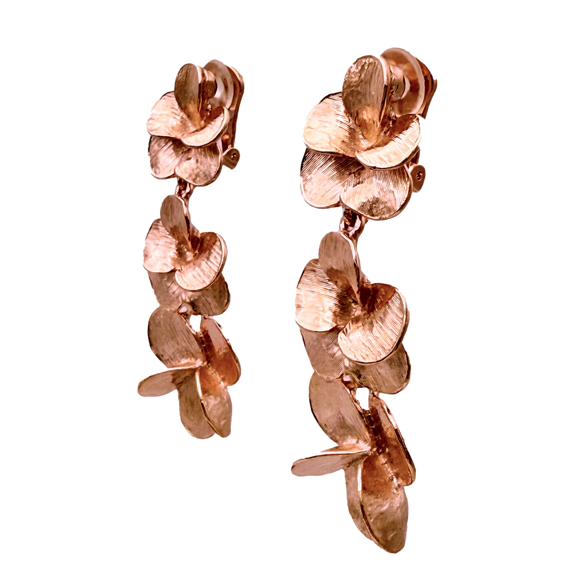 Oscar de la Renta Rose Gold Impressionist Pansy Clip Earrings - Bold Elegance