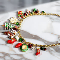 Merry Christmas Multi Charm Necklace by Ritzy Couture DeLuxe – 22k Gold Plated