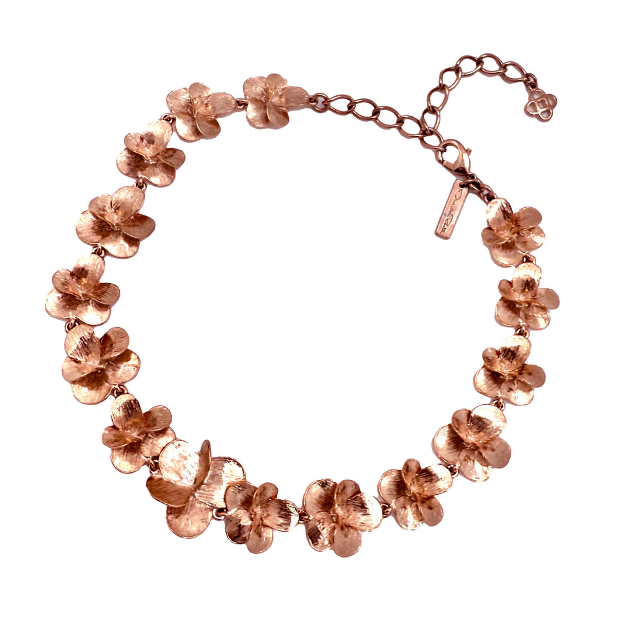 Oscar de la Renta Rose Gold-Plated Impressionist Pansy Necklace Floral Elegance