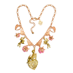 Ritzy Couture Pink Valentine Cupid Charm Pendant Necklace Rose Goldtone/Goldtone