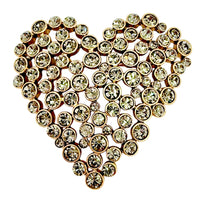 Oscar de la Renta Large Pave Austrian Crystal Heart Cluster Pin, 22K Gold Plated