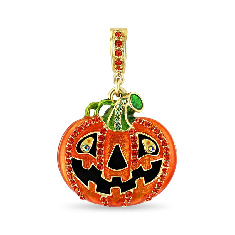 Jack O' Lantern Halloween Enhancer Charm by Ritzy Couture DeLuxe -18k Gold Plate