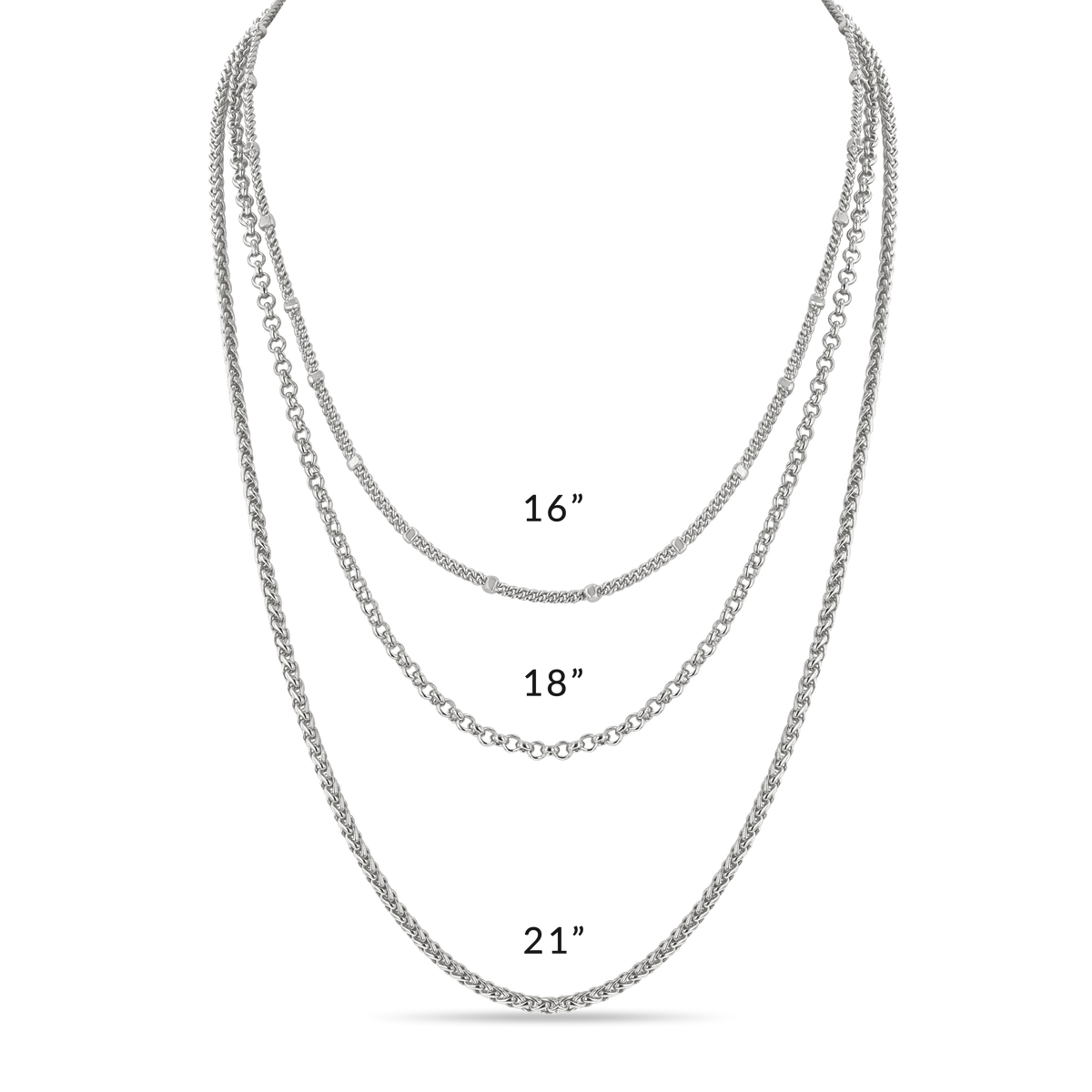 Ritzy Couture DeLuxe Luxury Necklace Chains For Charms - Fine Silver Plating