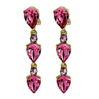 Oscar de la Renta Rose Pink Swarovski Crystal Drop Clip Earrings – Gold Plated