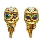 Exquisite Skull Halloween Leverback Earrings Ritzy Couture DeLuxe 18k Gold Plate