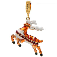 Ritzy Couture Christmas Reindeer Charm with Swarovski Crystals Enhancer Charm (Goldtone)