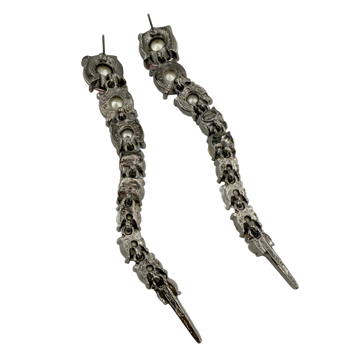 Oscar de la Renta Rainbow Swarovski Crystal Articulated Linear Post Earrings