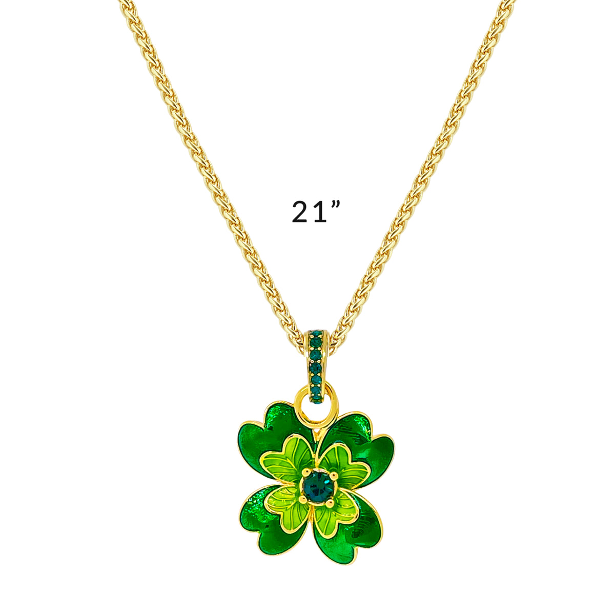 Lucky Clover St Patricks Enhancer Charm by Ritzy Couture DeLuxe-18k Gold Plating