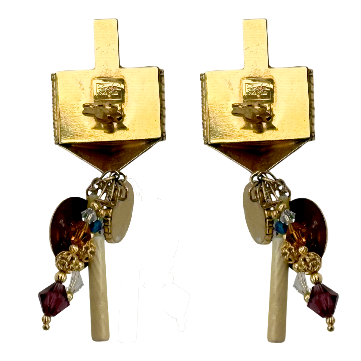 Lunch at The Ritz Hanukkah Dreidel Festival of Light Clip Earring 22K Gold Plate