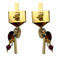 Lunch at The Ritz Hanukkah Dreidel Festival of Light Clip Earring 22K Gold Plate