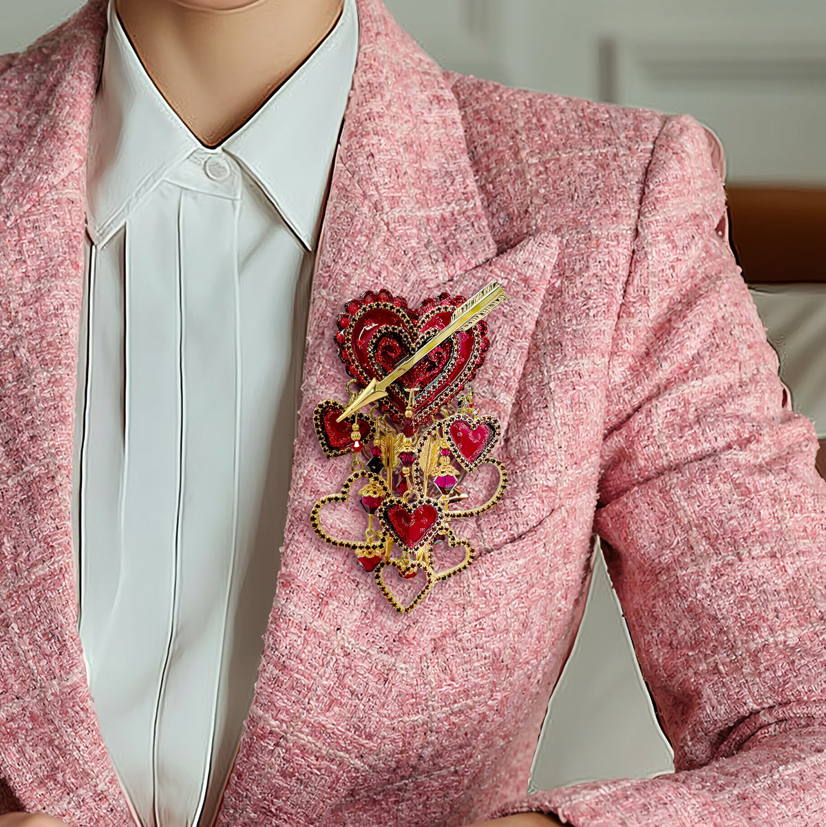 Vintage Lunch at The Ritz Wild at Heart Brooch Romantic Swarovski Statement Pin