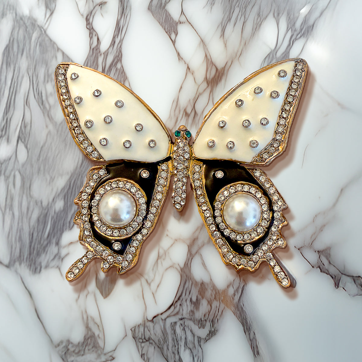 Kenneth Jay Lane Gold Plated Enamel Swarovski Crystal Butterfly Pin Brooch
