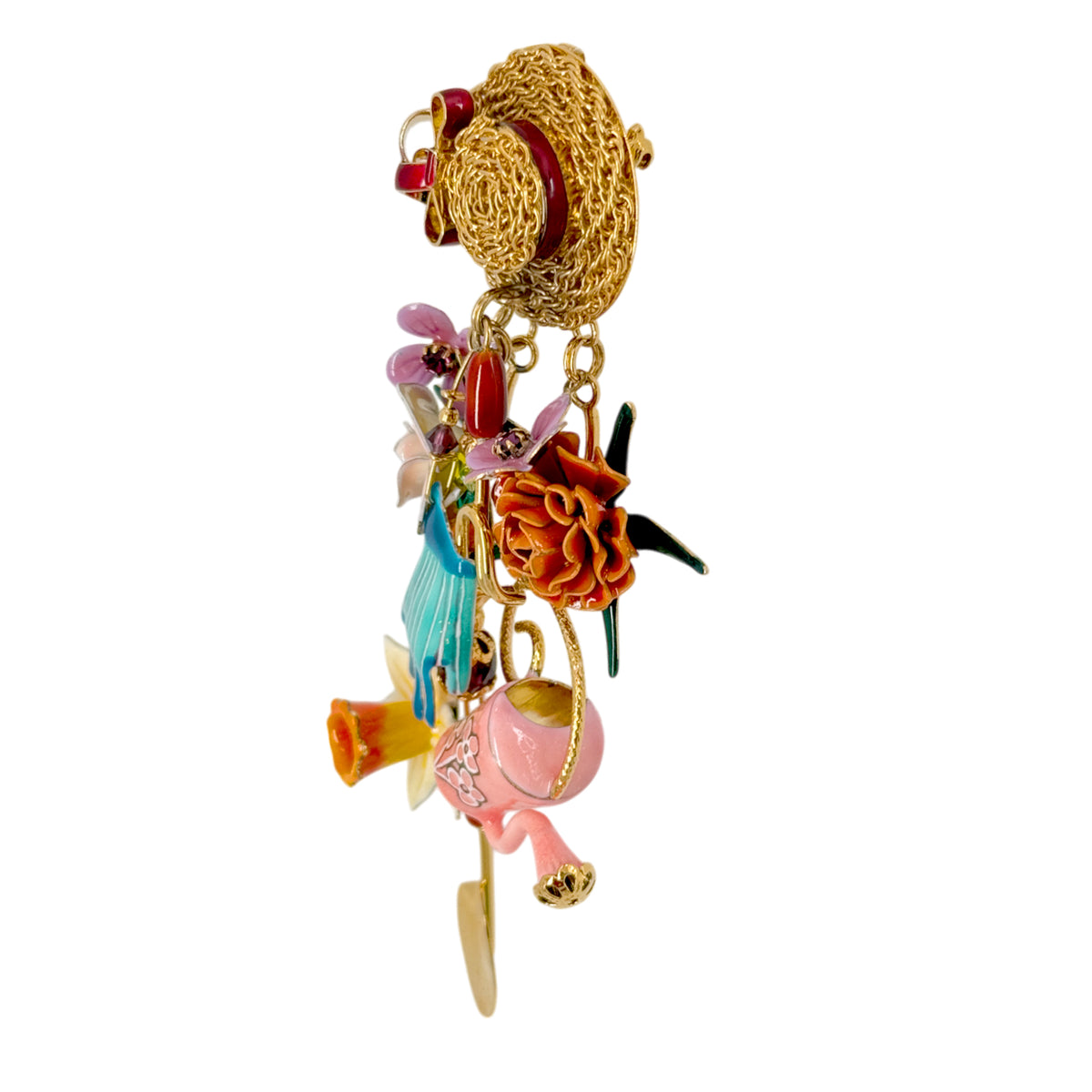 Lunch at The Ritz Garden Club Pin – Hand-Enameled Floral Fun Gardening Brooch