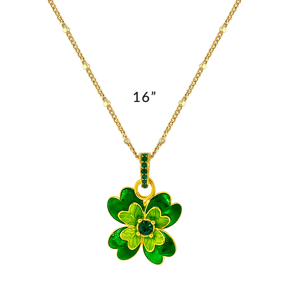 Lucky Clover St Patricks Enhancer Charm by Ritzy Couture DeLuxe-18k Gold Plating