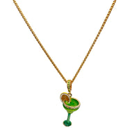 Ritzy Couture Frozen Margarita Cocktail Charm 21" Enhancer Necklace - Goldtone