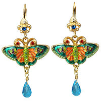 Ritzy Couture Monarch Butterfly Multi Color Teal Leverback Earrings (Goldtone) - Multicolor/Teal