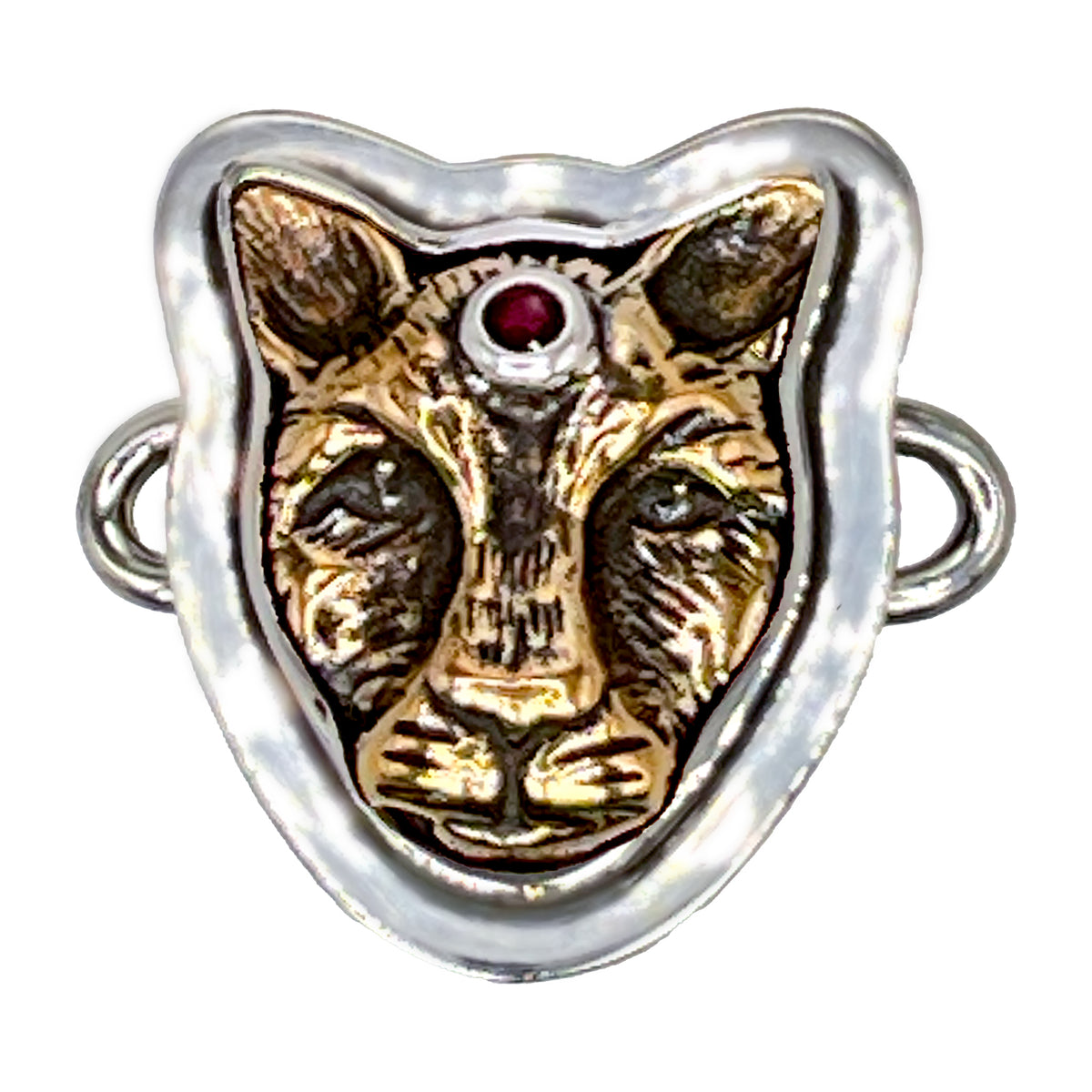 Tabra Jewelry Sterling Silver & Antiqued Bronze Jaguar Connector Charm - OOK624