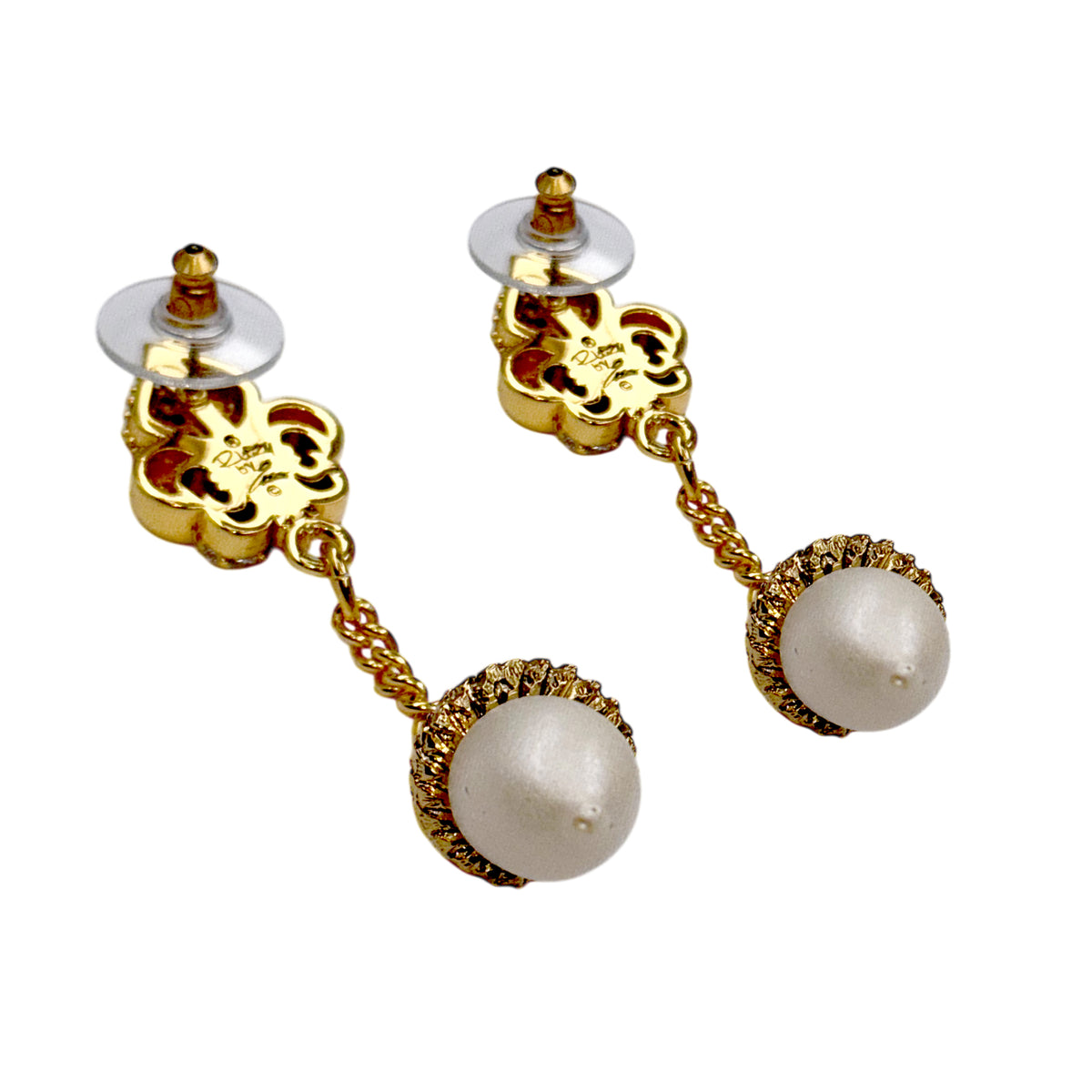 Ritzy Couture DeLuxe Autumn Acorn White Dangle Earrings - 22k Gold Plated