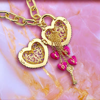 Fuchsia -Locket Full of Love- Valentine Necklace by Ritzy Couture DeLuxe -18k Gold Plating