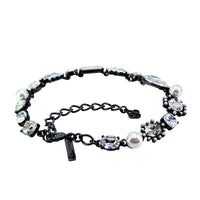 Oscar de la Renta Hematite Plated Crystal Pearl Multi-Stone Statement Necklace