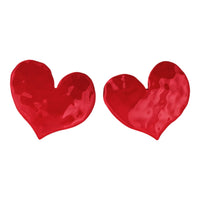 Oscar de la Renta Dramatic Large Love Red Enamel Heart Clip Earrings, 1.5" x 2"