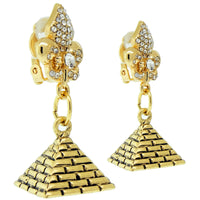 Ritzy Couture Pyramids Of Giza World Travel Women's Earrings - Antique Goldtone