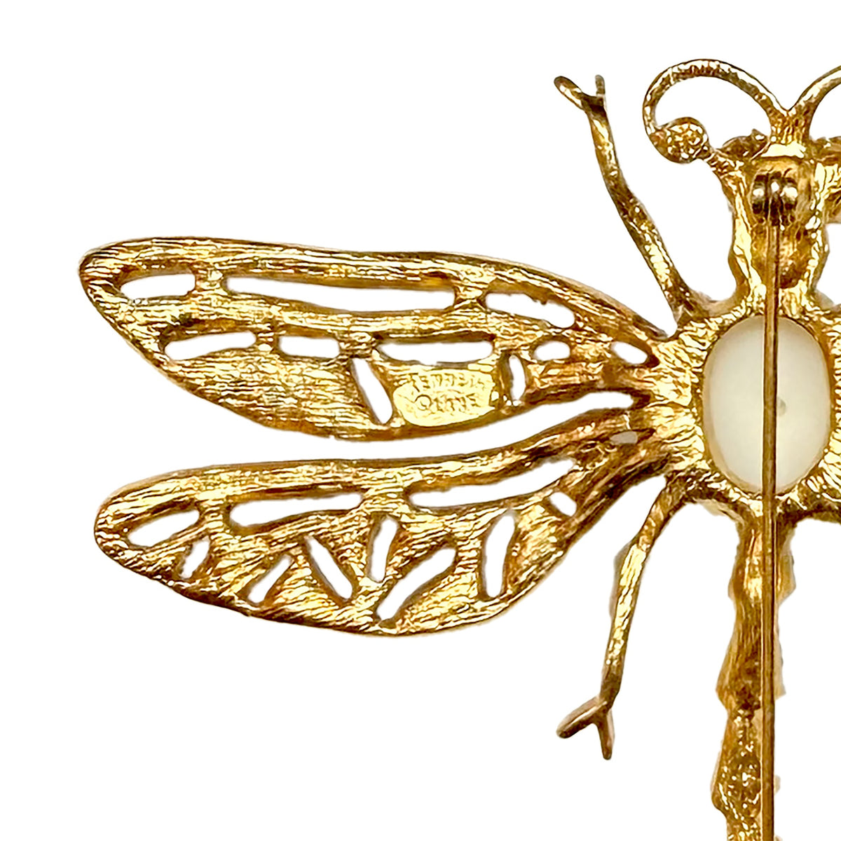 Kenneth Jay Lane Original Sample Crystal Rainbow Dragonfly Brooch Gold-Plated USA