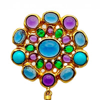 Oscar de la Renta Mandala Cabochon Brooch Gold-Plated Baroque Pearl Resin Glass