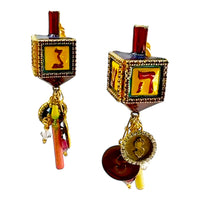 Lunch at The Ritz Hanukkah Dreidel Festival of Light Clip Earring 22K Gold Plate