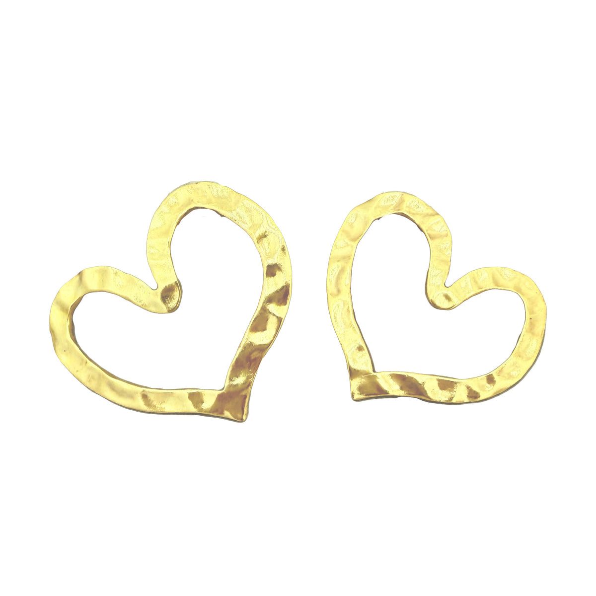 Oscar de la Renta Hammered Goldtone Heart Silhouette Post Earrings, 1.5" x 2"