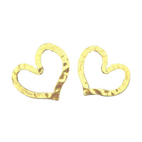 Oscar de la Renta Hammered Goldtone Heart Silhouette Post Earrings, 1.5" x 2"