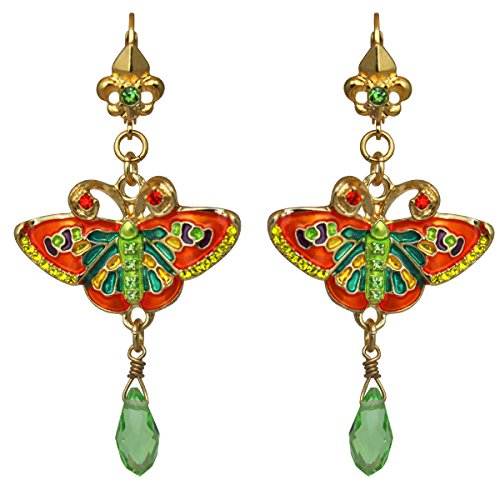 Ritzy Couture Monarch Butterfly Multi Color Dangle Leverback Earrings (Goldtone) - Multicolor