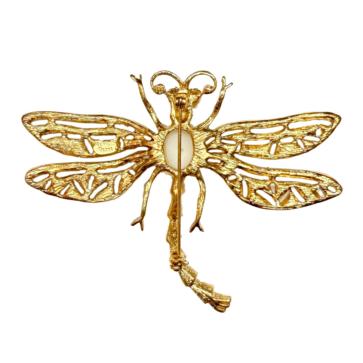 Kenneth Jay Lane Original Sample Crystal Rainbow Dragonfly Brooch Gold-Plated USA