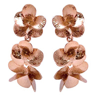 Oscar de la Renta Rose Gold Impressionist Pansy Clip Earrings - Bold Elegance